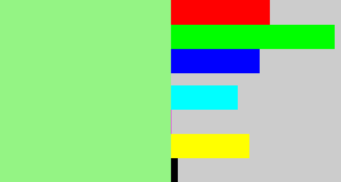 Hex color #94f484 - light green