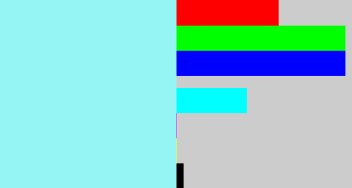Hex color #94f5f4 - robin's egg blue