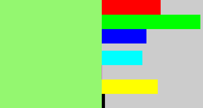 Hex color #94f770 - light green