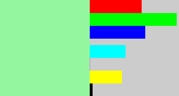 Hex color #94f79f - mint green