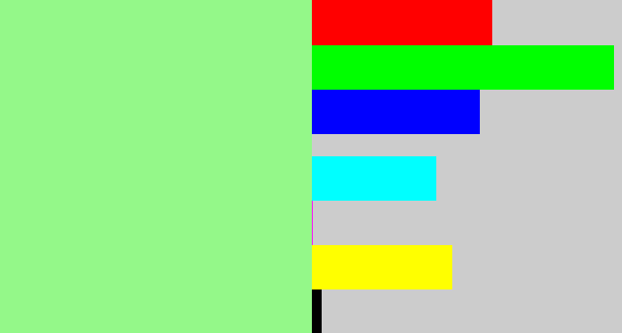 Hex color #94f889 - light green