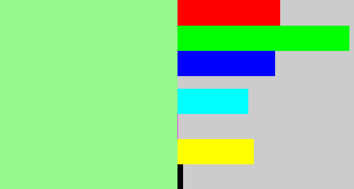 Hex color #94f88d - easter green