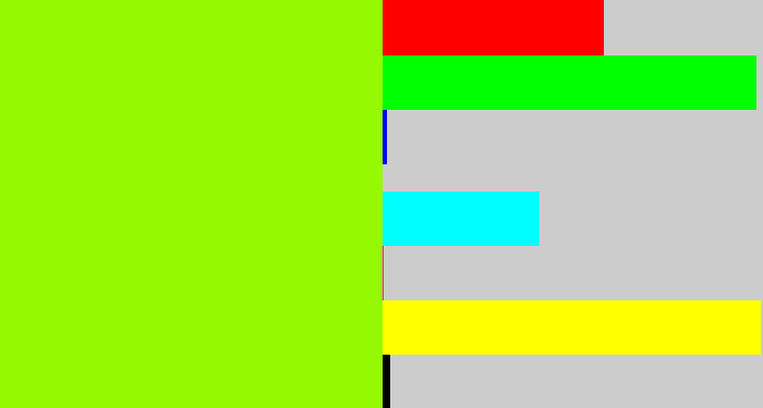 Hex color #94f902 - acid green
