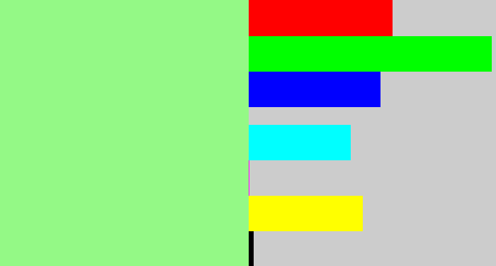 Hex color #94f986 - light green