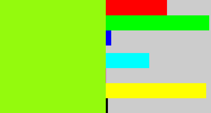 Hex color #94fa0d - acid green