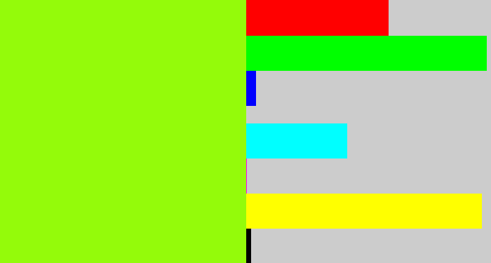 Hex color #94fb0a - acid green