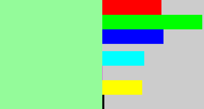 Hex color #94fb9a - mint green