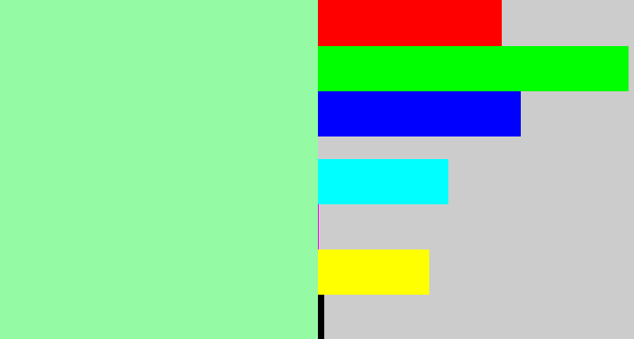 Hex color #94fba4 - foam green