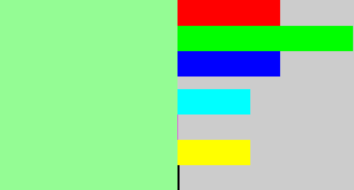Hex color #94fc94 - mint green