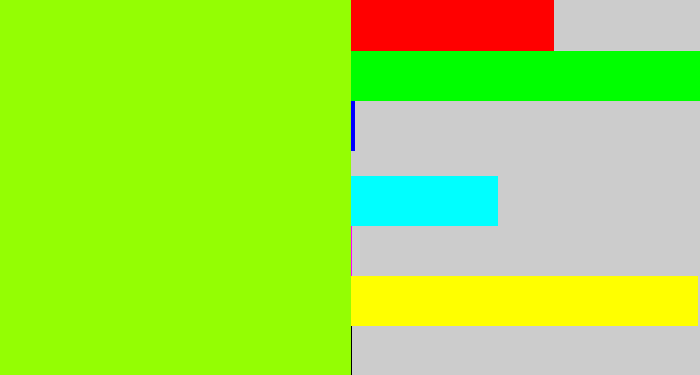 Hex color #94fe03 - acid green