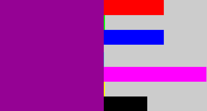 Hex color #950294 - barney purple