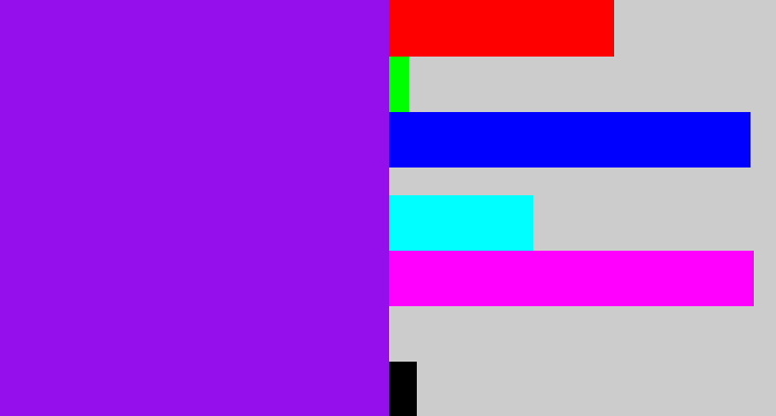 Hex color #950eec - violet