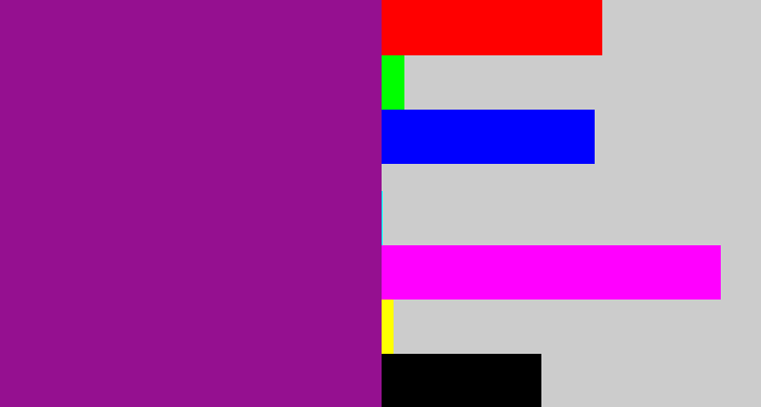 Hex color #951090 - barney purple