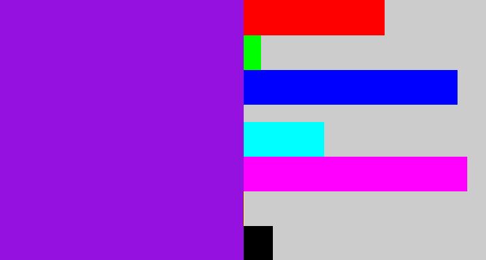 Hex color #9511e0 - violet