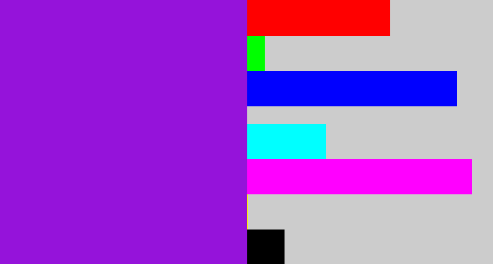 Hex color #9513da - violet