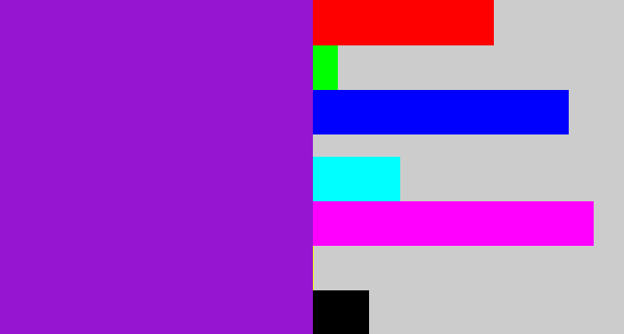 Hex color #9515d0 - violet