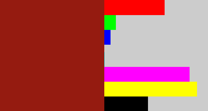 Hex color #951b10 - brick red