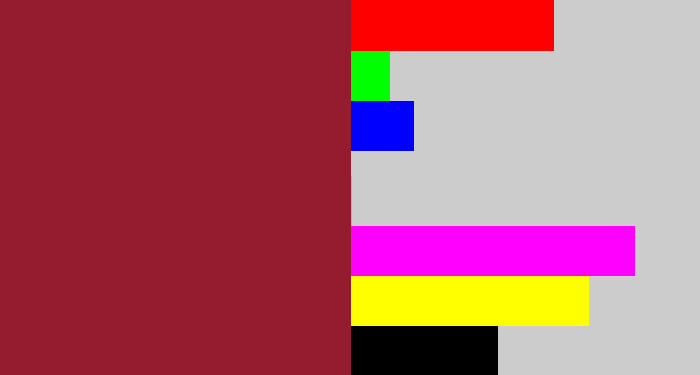 Hex color #951c2f - rouge