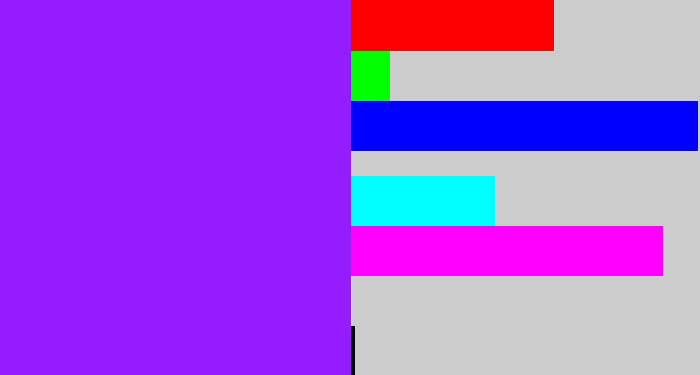 Hex color #951cfc - electric purple