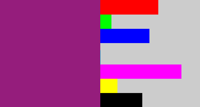 Hex color #951d7c - warm purple