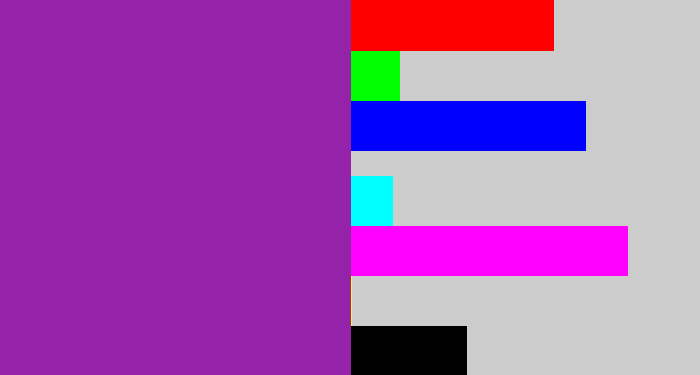 Hex color #9523aa - purple