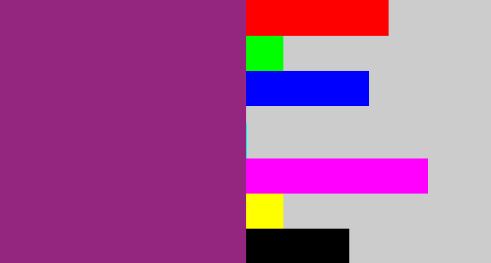 Hex color #95267f - warm purple