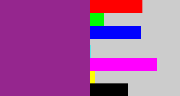 Hex color #95268e - warm purple
