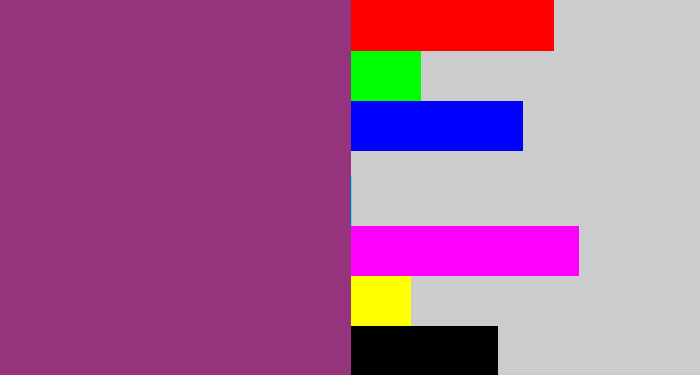 Hex color #95347c - warm purple