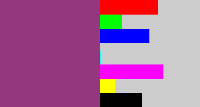 Hex color #95377e - warm purple