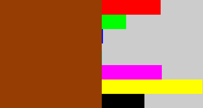 Hex color #953d02 - russet