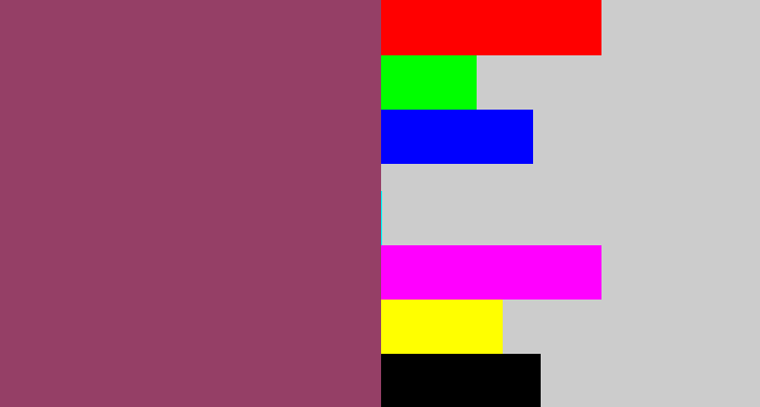 Hex color #953f66 - dark mauve