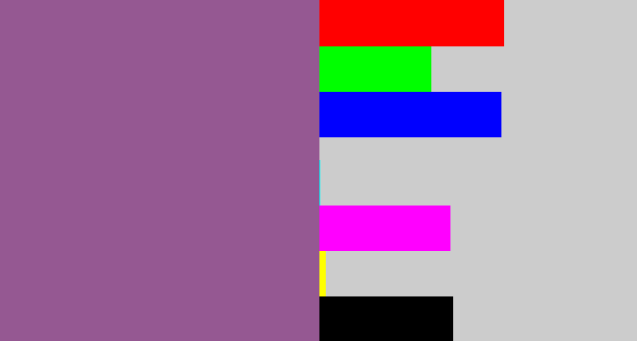 Hex color #955892 - purpleish