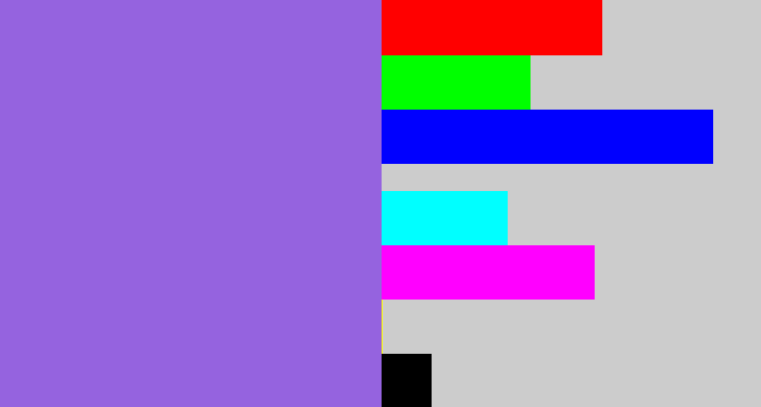 Hex color #9563df - purpley