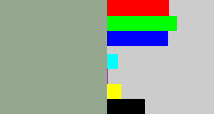 Hex color #95a691 - greenish grey