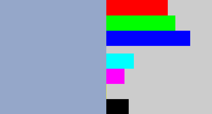 Hex color #95a7c9 - light grey blue