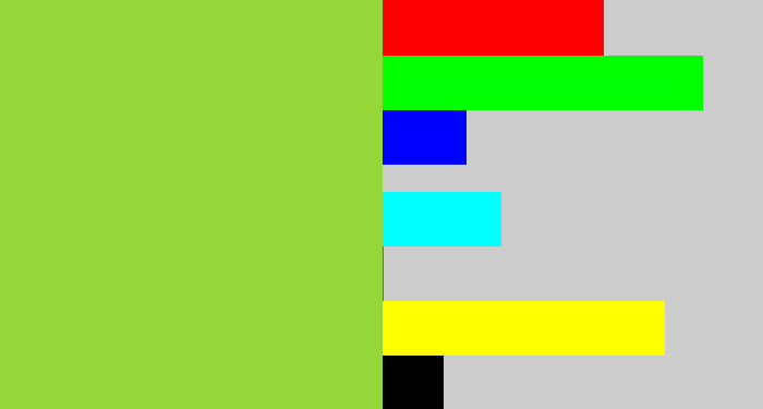 Hex color #95d738 - kiwi green