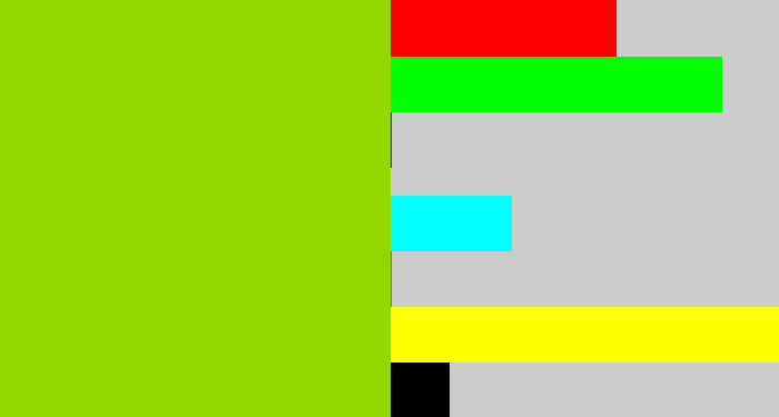 Hex color #95d801 - slime green