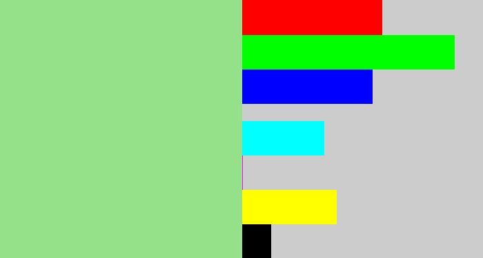 Hex color #95e18a - light green
