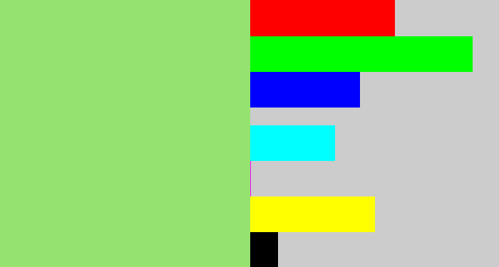 Hex color #95e271 - light green