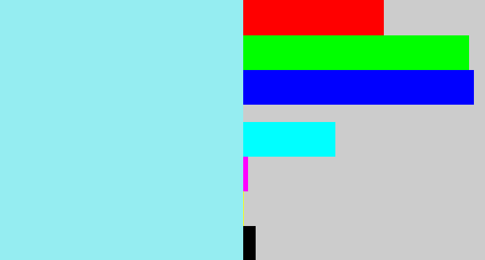 Hex color #95edf1 - robin's egg blue