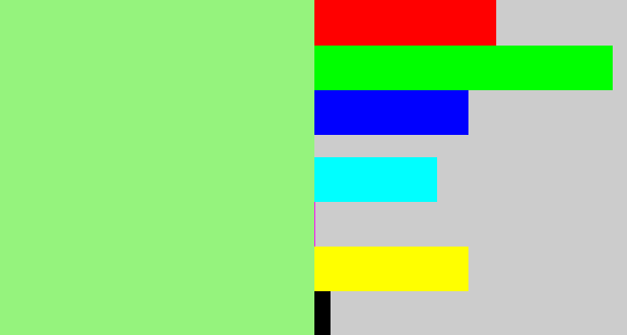 Hex color #95f37d - light green