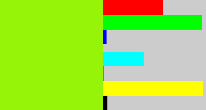 Hex color #95f408 - acid green