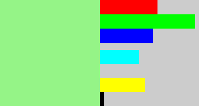 Hex color #95f487 - light green