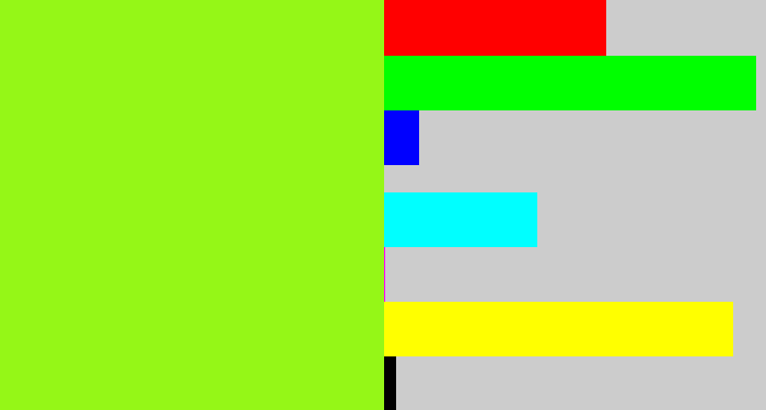 Hex color #95f717 - acid green