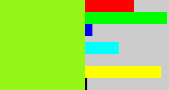 Hex color #95f718 - acid green