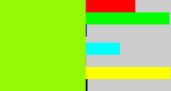 Hex color #95f903 - acid green