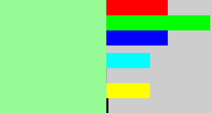 Hex color #95fb95 - mint green