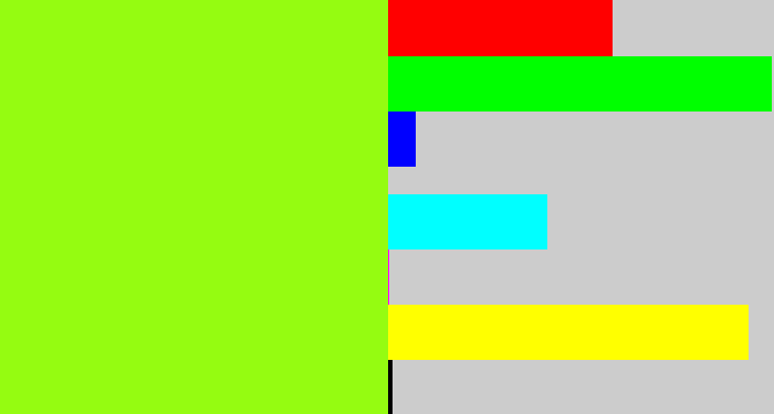 Hex color #95fc11 - acid green