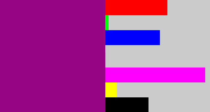 Hex color #960785 - barney purple