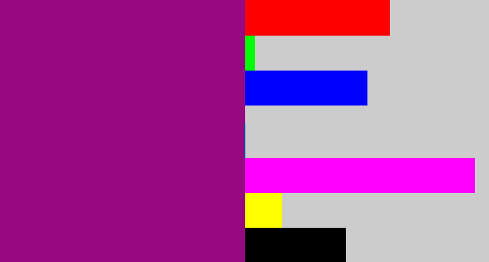 Hex color #960980 - barney purple